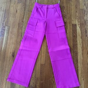 Valentino Bright Pink Wide-Leg Cargo Pants
